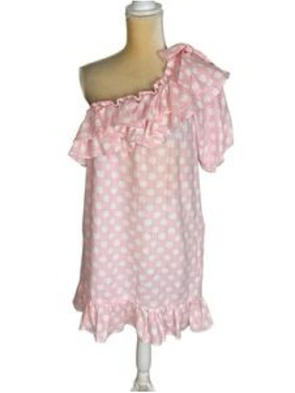 Lisa Marie Fernandez Pink & White linen one shoulder dress. XS